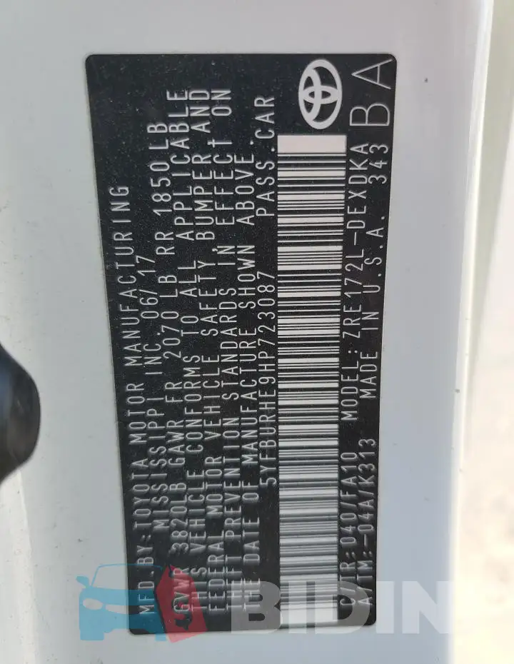 5YFBURHE9HP723087 Photo# 12