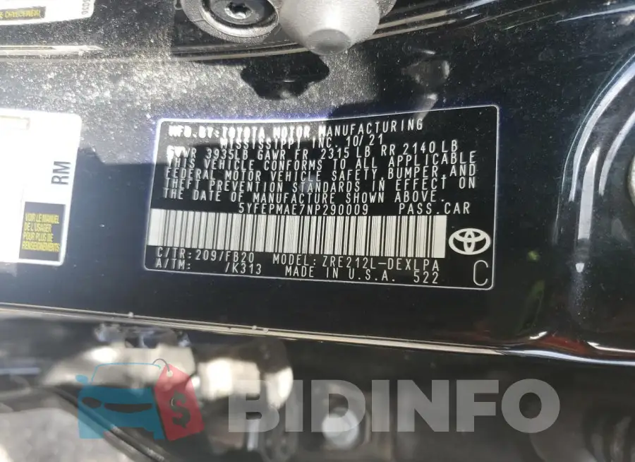 5YFEPMAE7NP290009 Photo# 13
