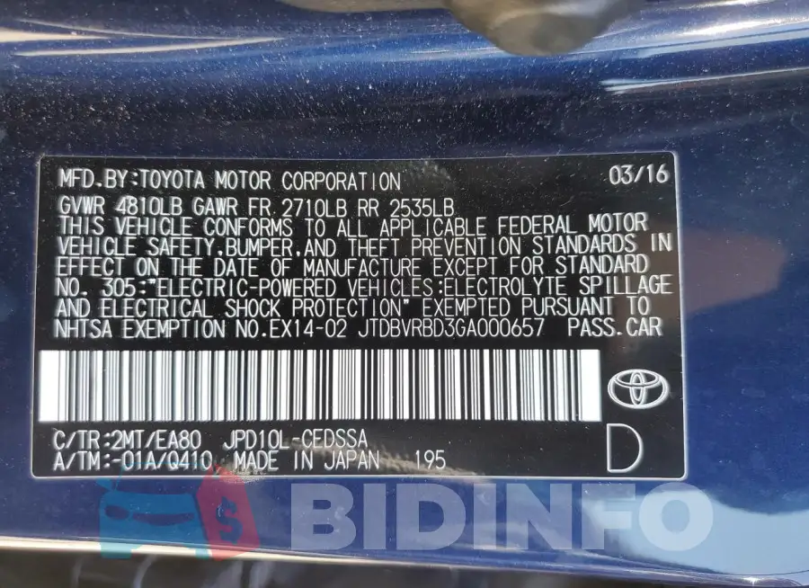 JTDBVRBD3GA000657 Photo# 12