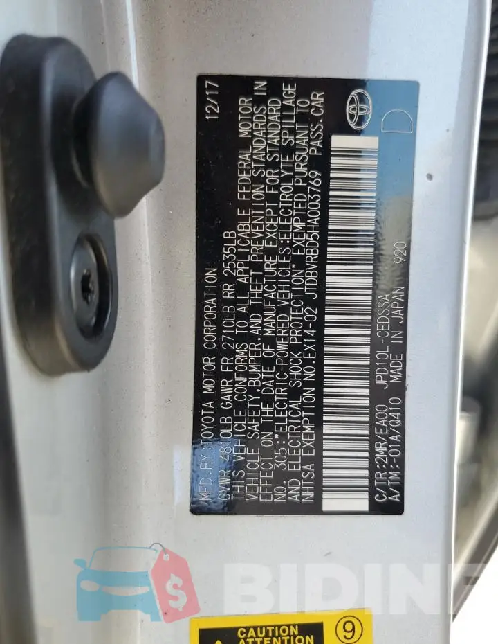 JTDBVRBD5HA003769 Photo# 12