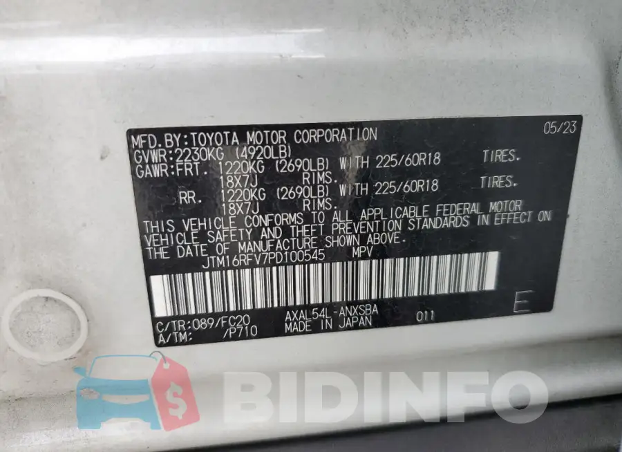 JTM16RFV7PD100545 Photo# 13