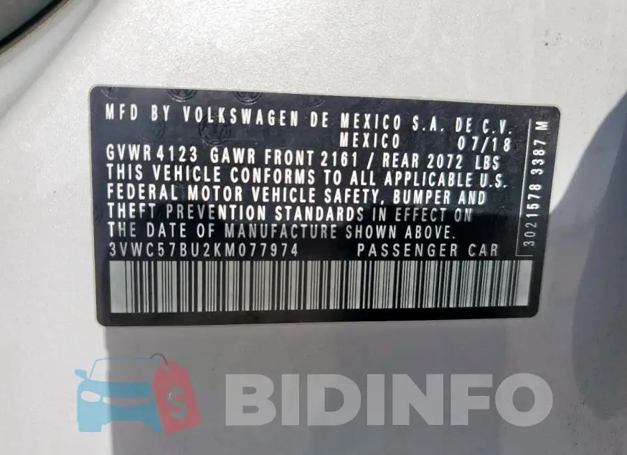 3VWC57BU2KM077974 Photo# 12