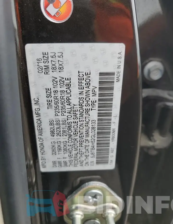 5J8TB4H52GL028133 Photo# 13