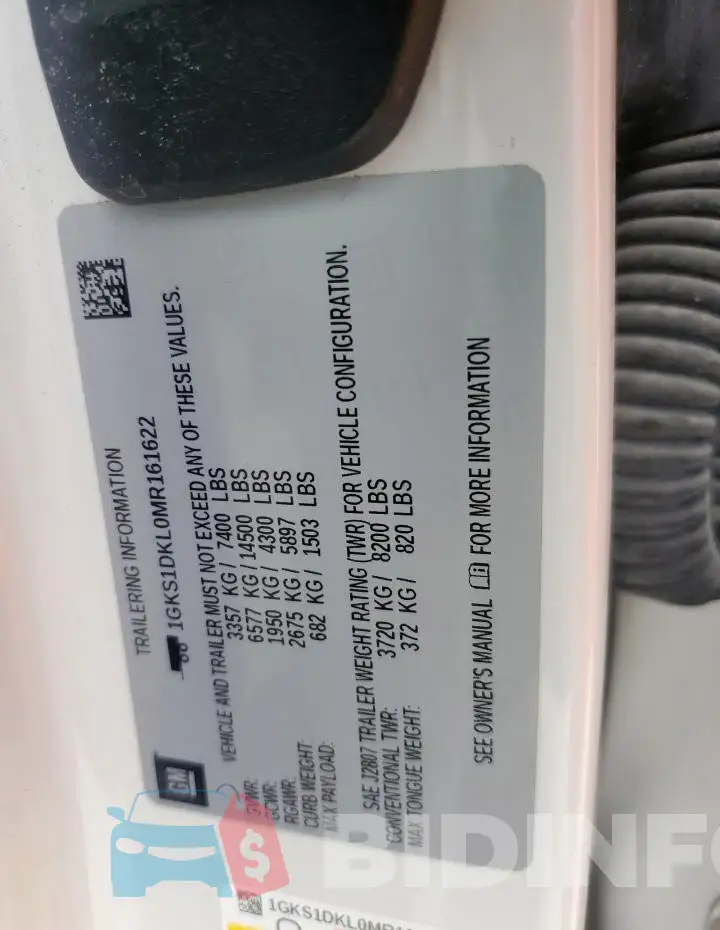 1GKS1DKL0MR161622 Photo# 13