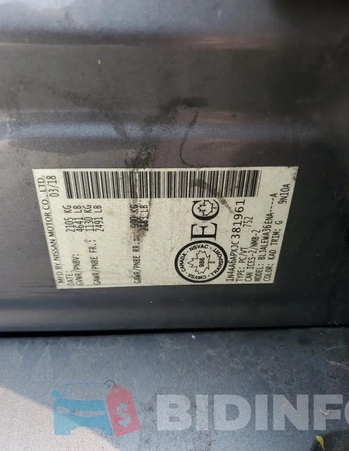 1N4AA6APXJC381961 Photo# 12
