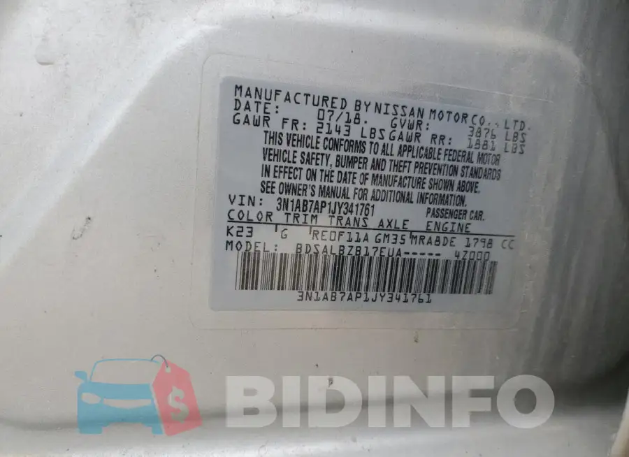 3N1AB7AP1JY341761 Photo# 12