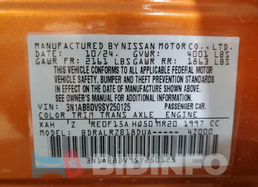 3N1AB8DV9SY250125 Photo# 13
