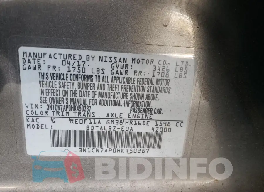 3N1CN7AP0HK450287 Photo# 12