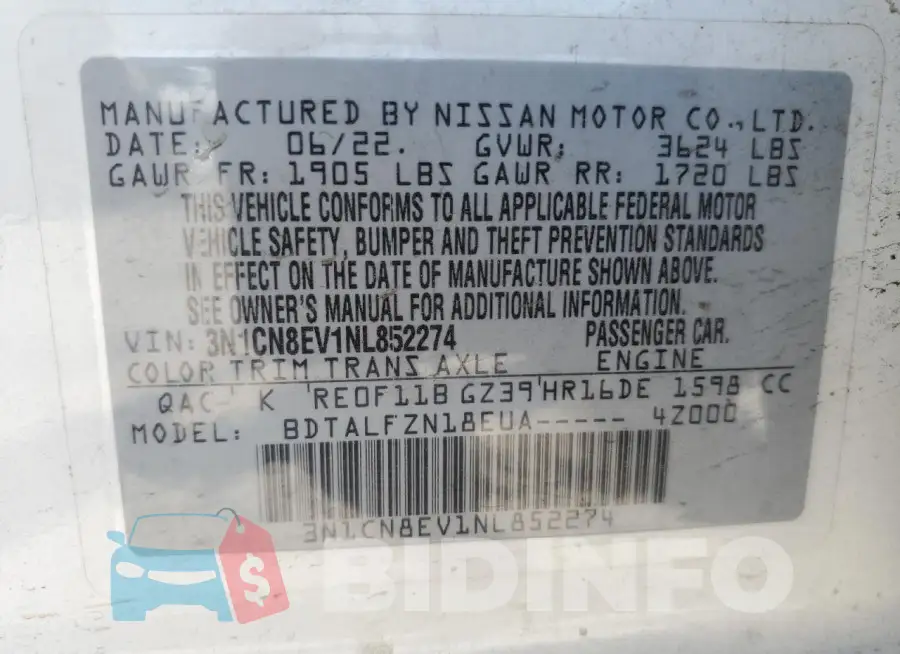 3N1CN8EV1NL852274 Photo# 12