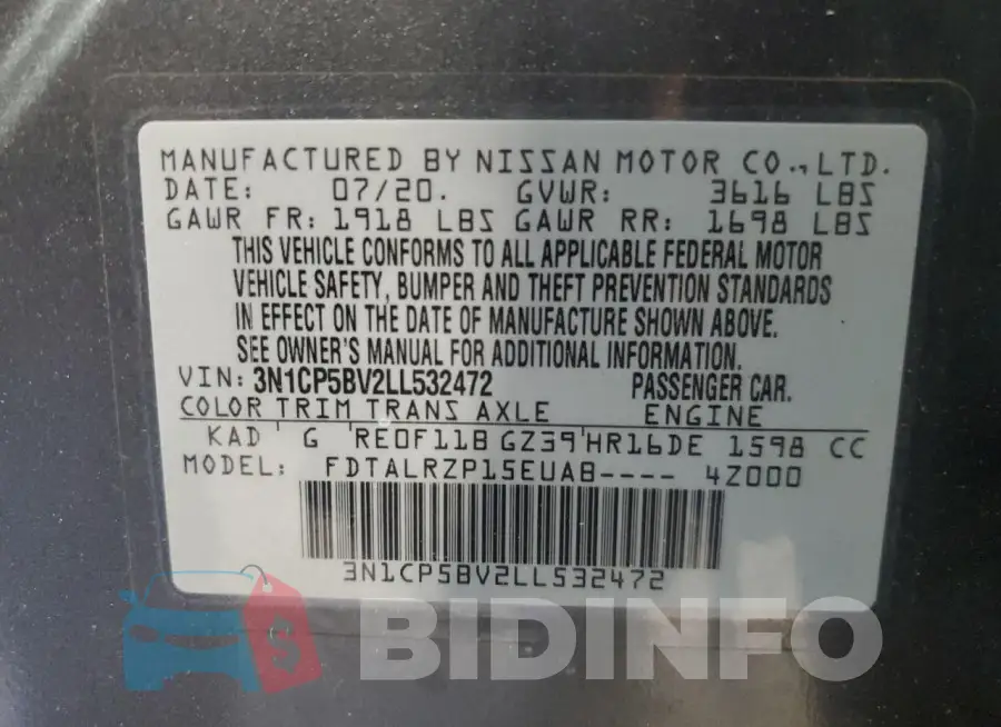 3N1CP5BV2LL532472 Photo# 13