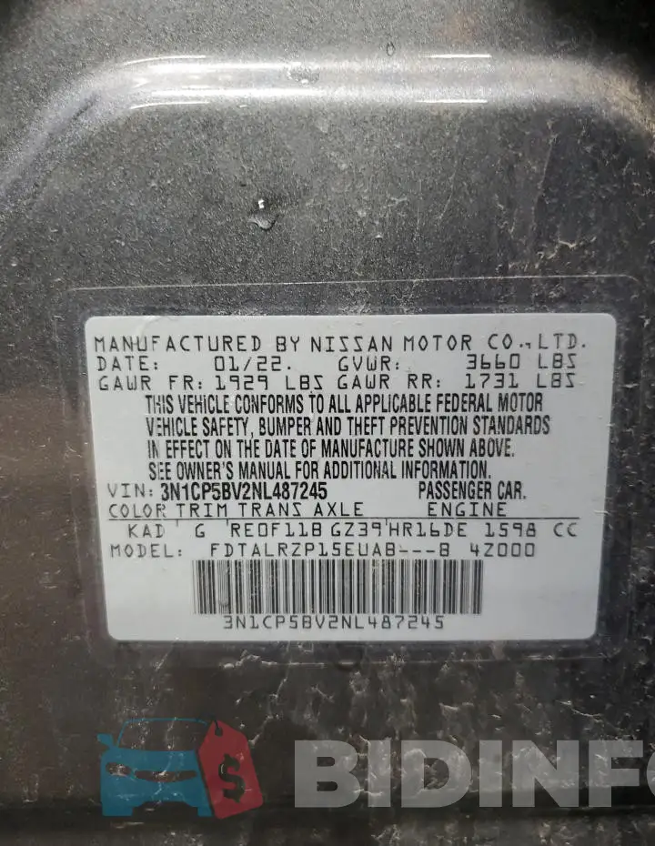 3N1CP5BV2NL487245 Photo# 13