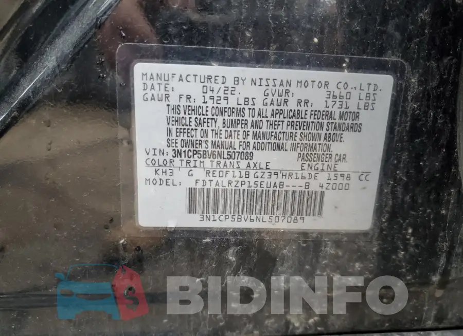 3N1CP5BV6NL507089 Photo# 13