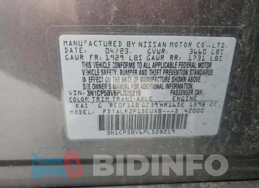 3N1CP5BV6PL528219 Photo# 13