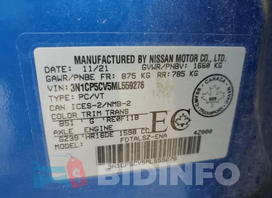 3N1CP5CV5ML559276 Photo# 13