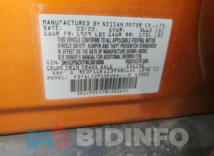3N1CP5CV7NL501655 Photo# 12