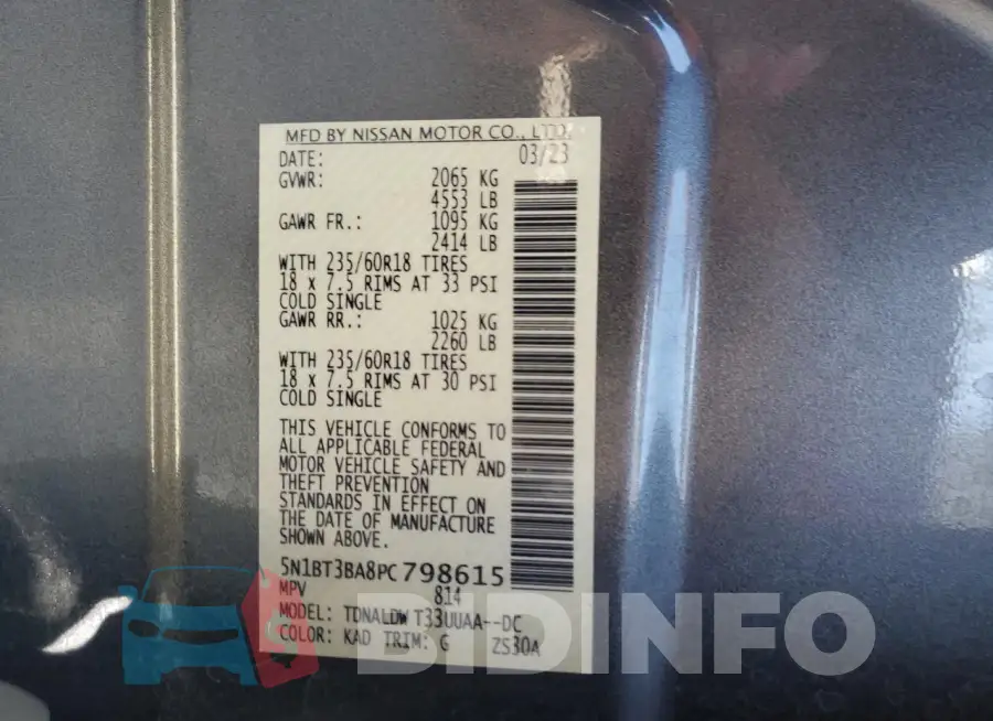 5N1BT3BA8PC798615 Photo# 14