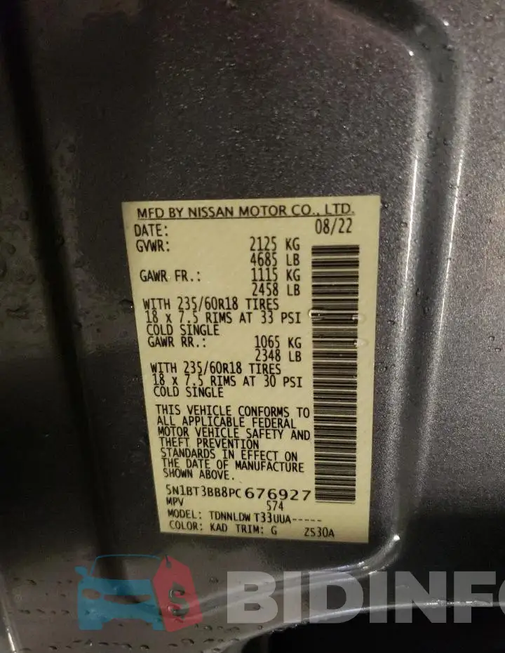 5N1BT3BB8PC676927 Photo# 13