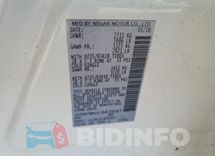 5N1DR2MMXJC663667 Photo# 13