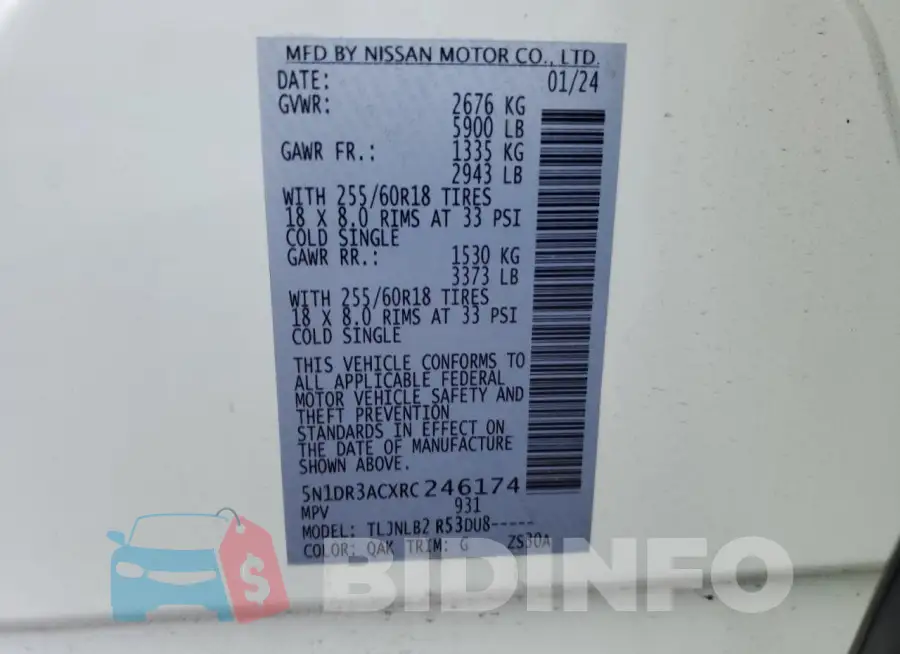 5N1DR3ACXRC246174 Photo# 13