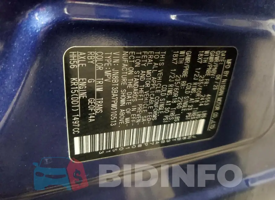 JN8BT3BA7PW010513 Photo# 14
