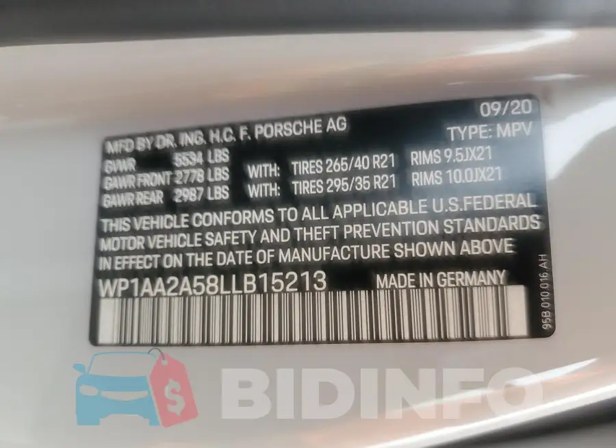 WP1AA2A58LLB15213 Photo# 13