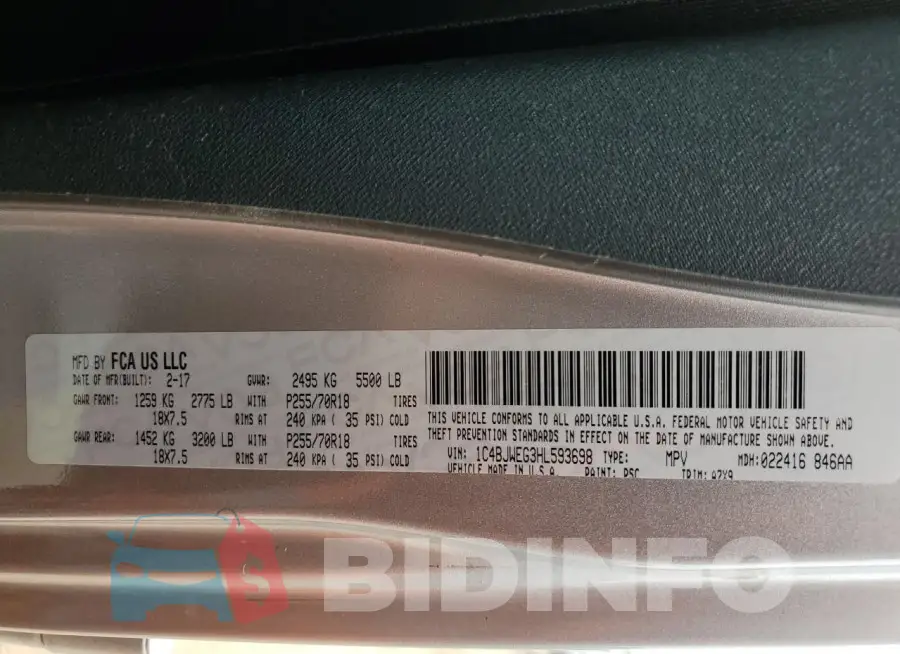 1C4BJWEG3HL593698 Photo# 12