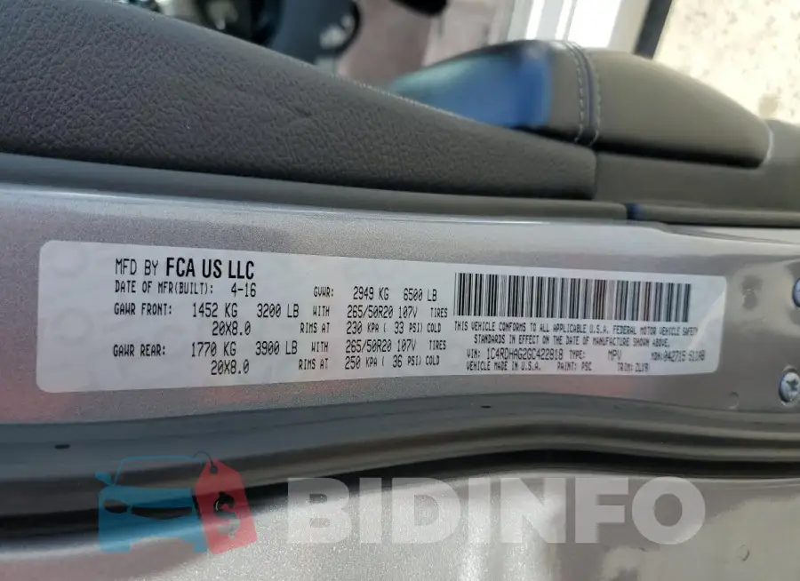 1C4RDHAG2GC422818 Photo# 14