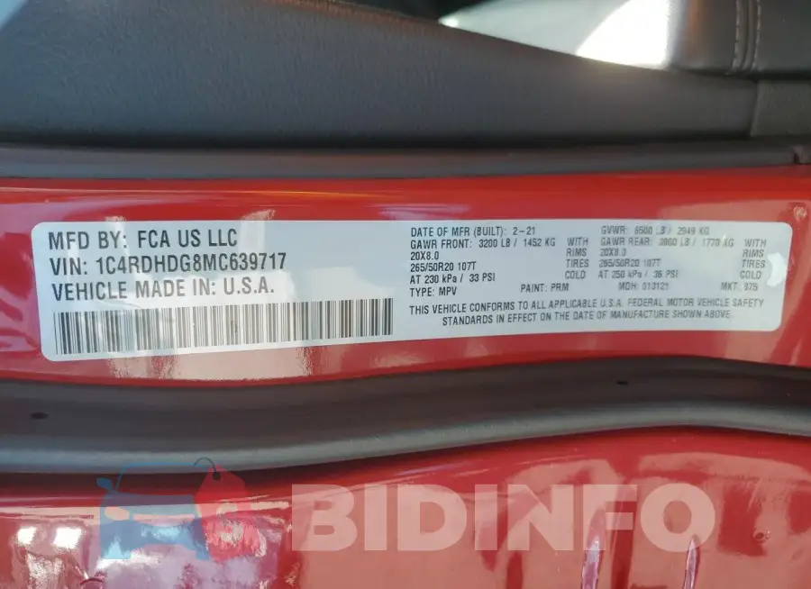 1C4RDHDG8MC639717 Photo# 14