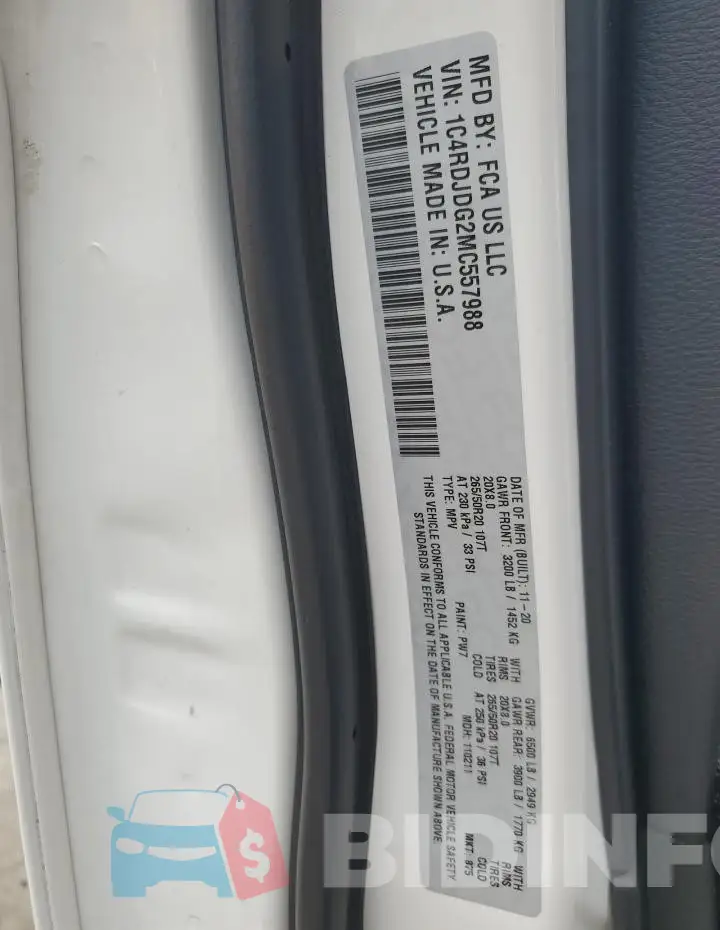 1C4RDJDG2MC557988 Photo# 13