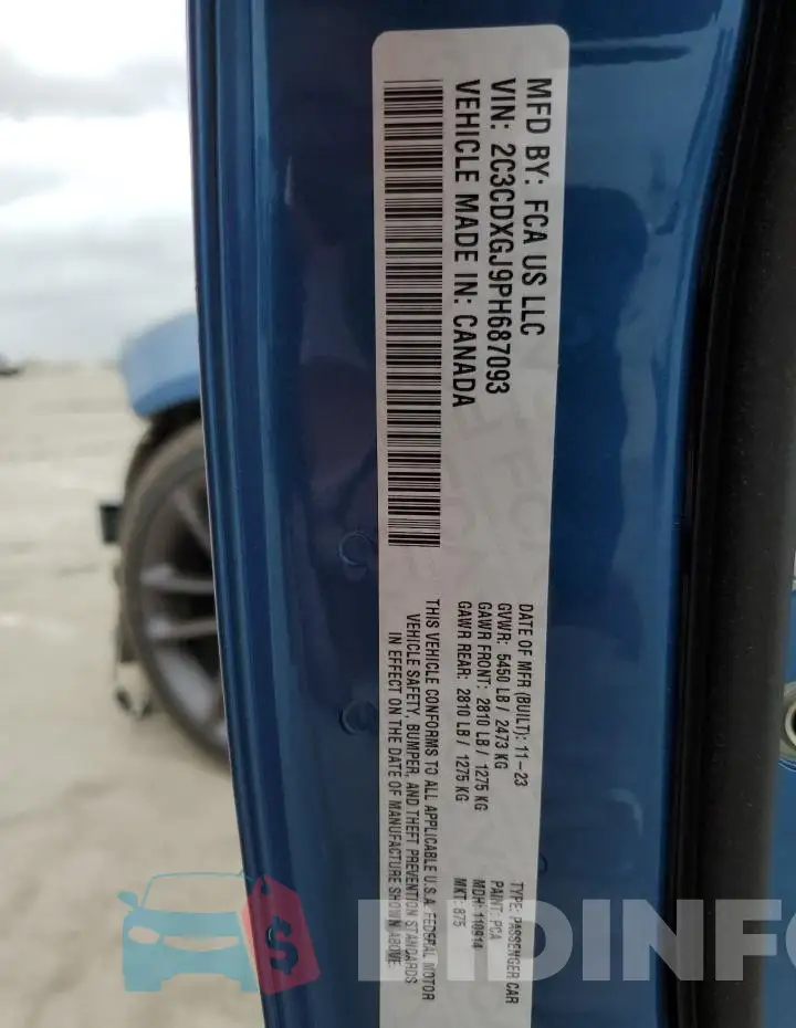 2C3CDXGJ9PH687093 Photo# 13