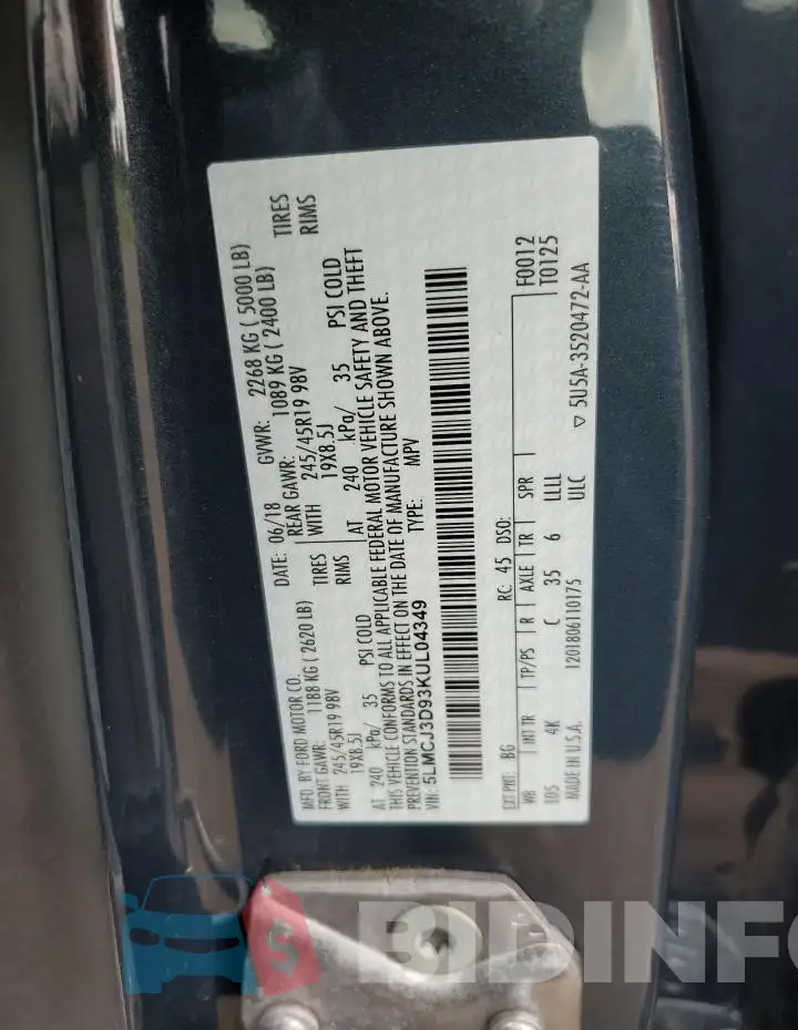 5LMCJ3D93KUL04349 Photo# 13