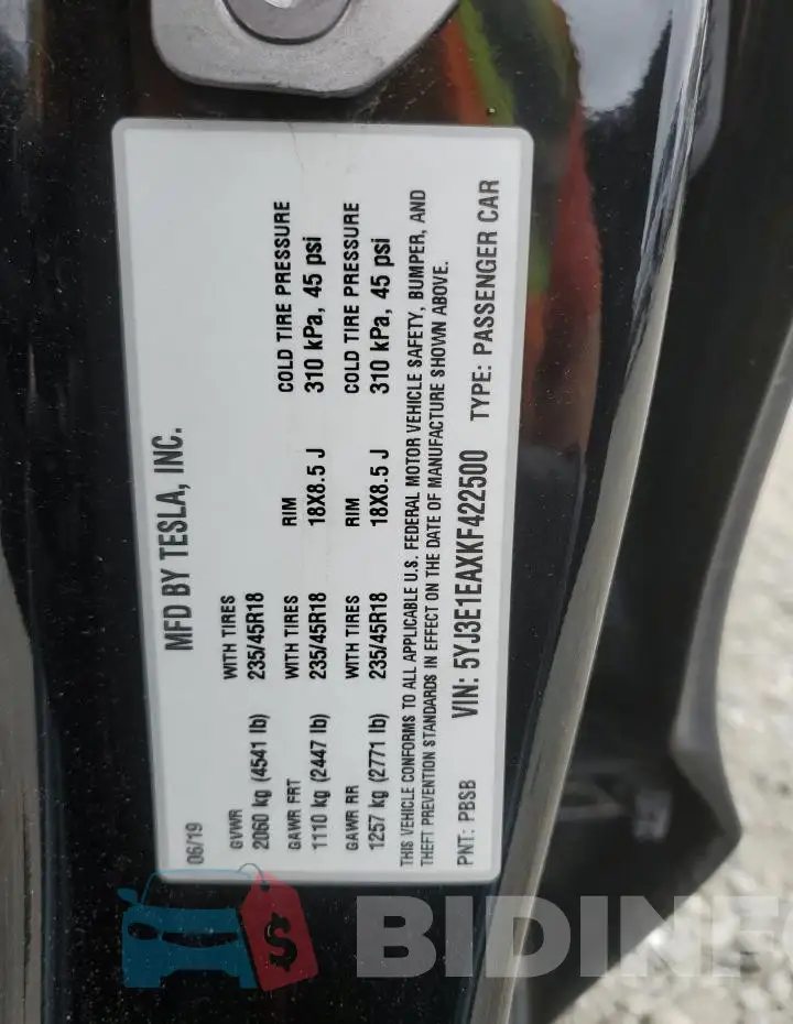 5YJ3E1EAXKF422500 Photo# 13