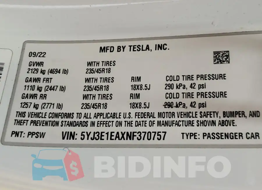 5YJ3E1EAXNF370757 Photo# 12