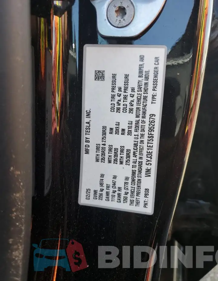 5YJ3E1ET5SF952679 Photo# 12