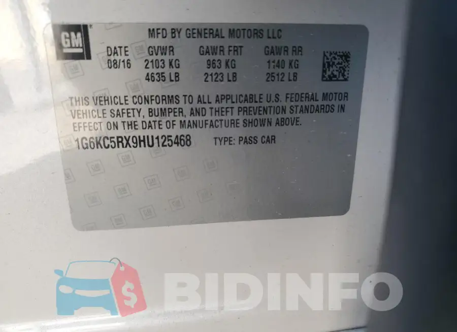 1G6KC5RX9HU125468 Photo# 12