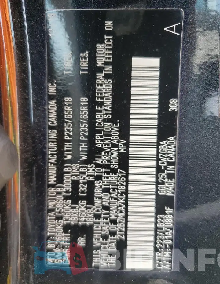 2T2BZMCA7KC182617 Photo# 13