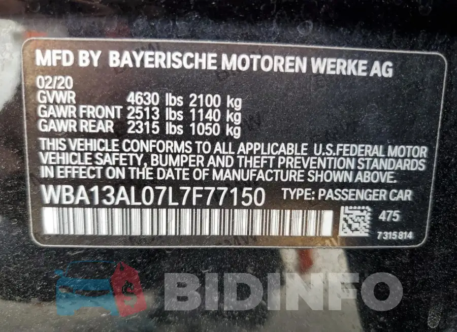 WBA13AL07L7F77150 Photo# 12
