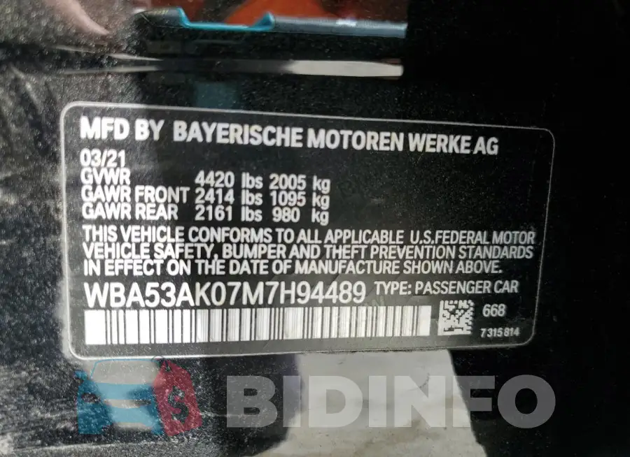 WBA53AK07M7H94489 Photo# 12