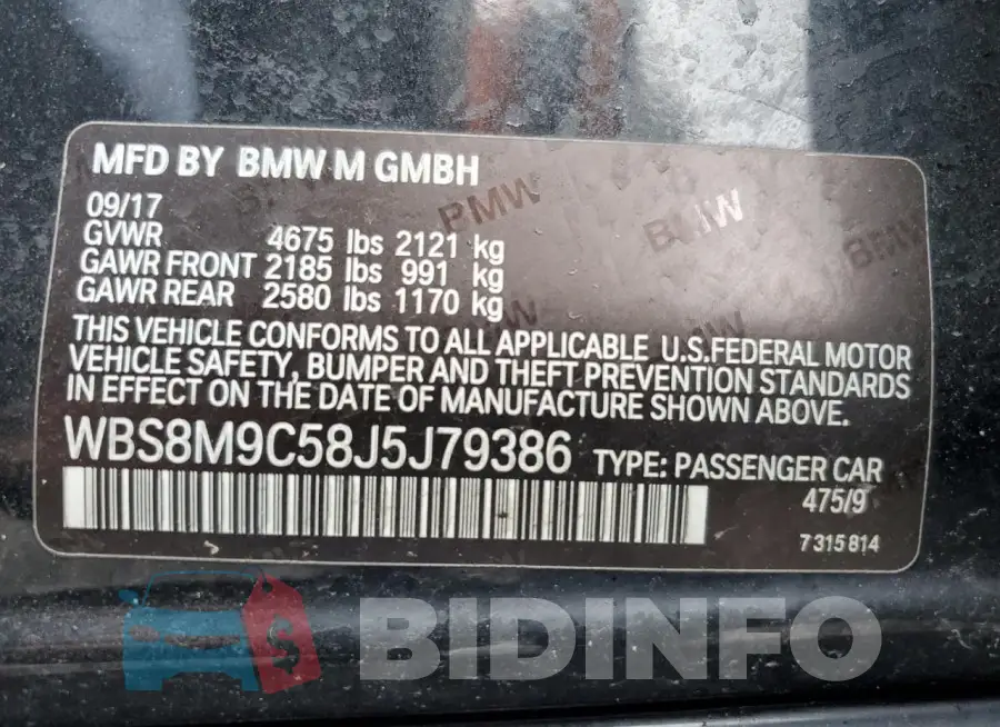 WBS8M9C58J5J79386 Photo# 13