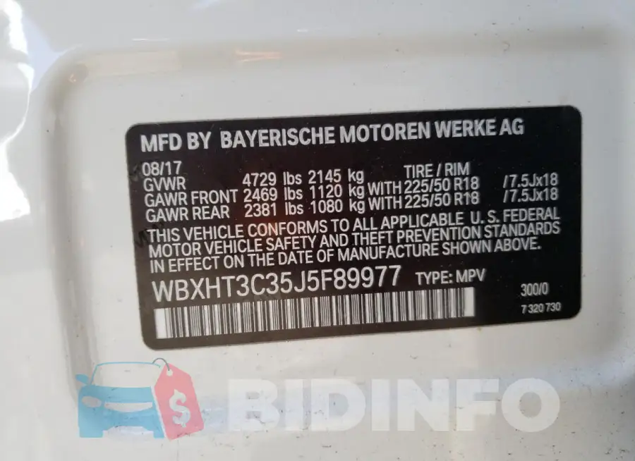 WBXHT3C35J5F89977 Photo# 13