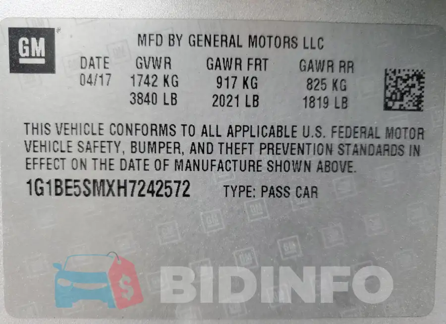 1G1BE5SMXH7242572 Photo# 12
