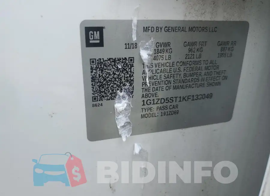 1G1ZD5ST1KF133049 Photo# 12