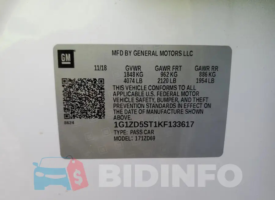 1G1ZD5ST1KF133617 Photo# 12