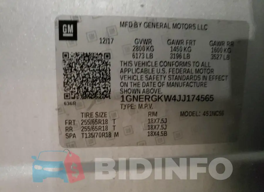 1GNERGKW4JJ174565 Photo# 14