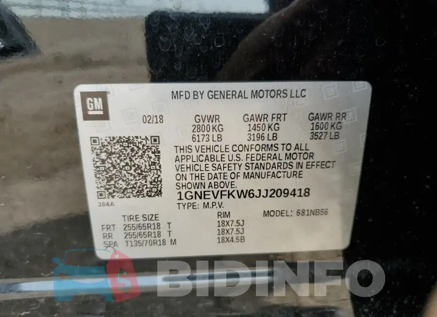 1GNEVFKW6JJ209418 Photo# 14