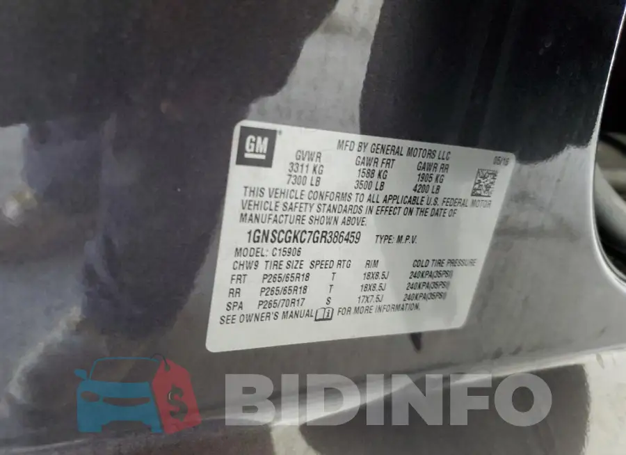 1GNSCGKC7GR386459 Photo# 14