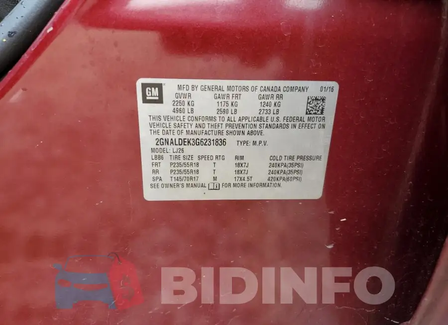 2GNALDEK3G6231836 Photo# 12
