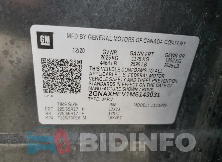 2GNAXHEV1M6143031 Photo# 13