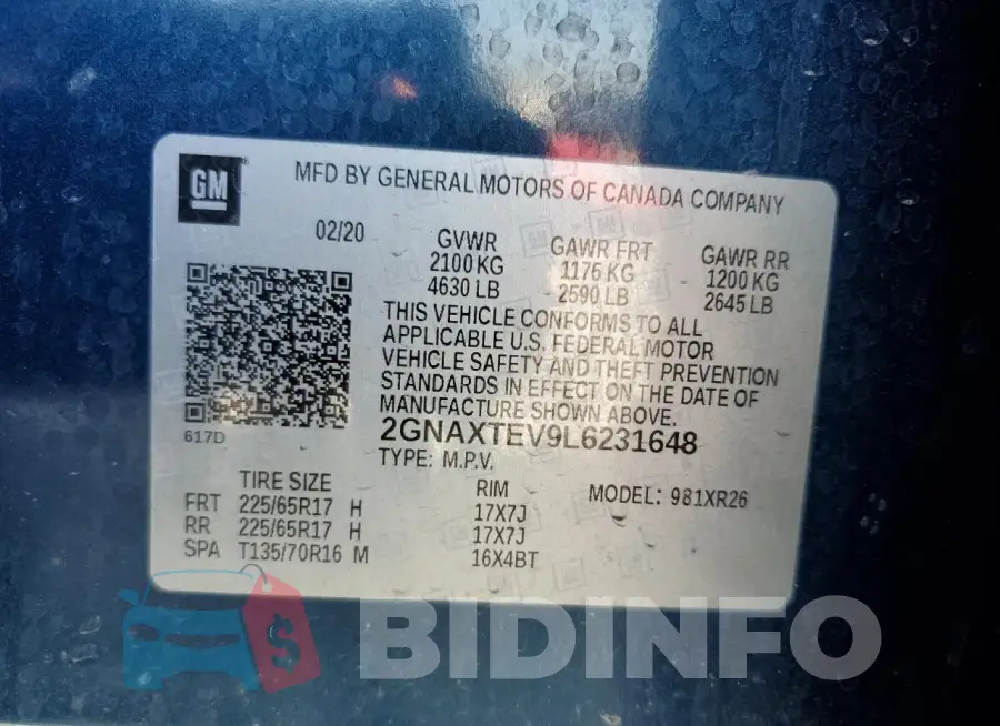 2GNAXTEV9L6231648 Photo# 13