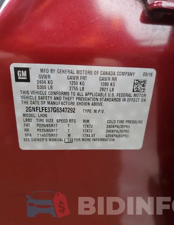 2GNFLFE37G6347292 Photo# 13